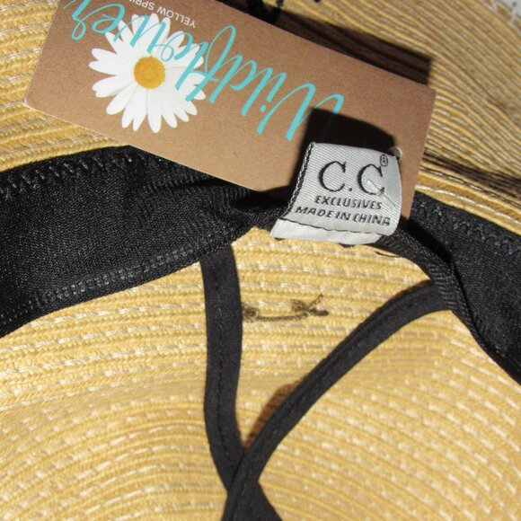 NWT CC Paper Weaved Straw Beach Time Resting Beach Face Sun Hat Floppy O/S - Picture 4 of 4